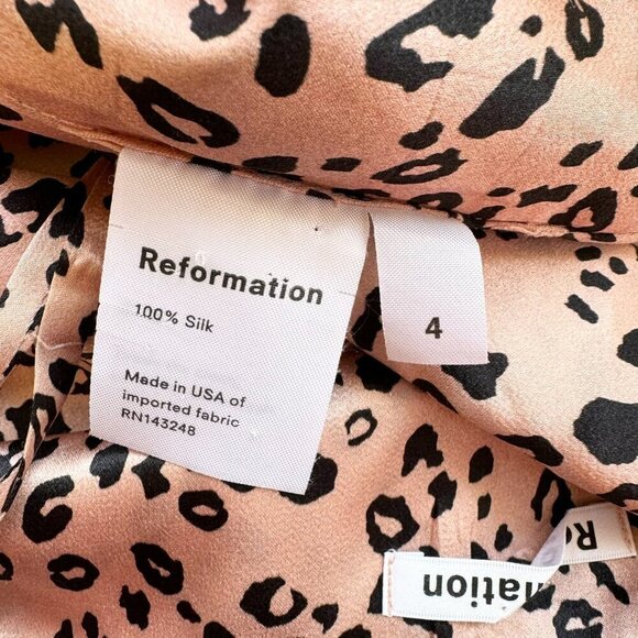 Reformation Silk Crop Top Cheetah Leopard Print Bandeau Pete Pink Panther - Picture 5 of 7